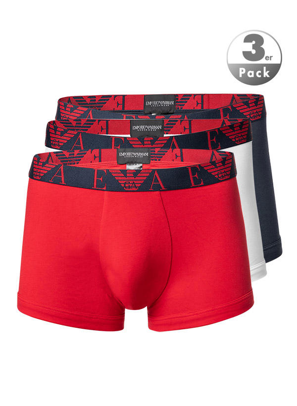 EMPORIO ARMANI, Trunks, Baumwoll-Stretch, rot-weiß-navy