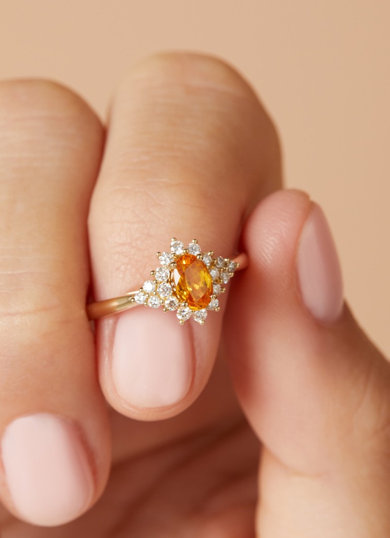 Diamond Point Yellow gold ring, 0.60 ct yellow sapphire, Eden