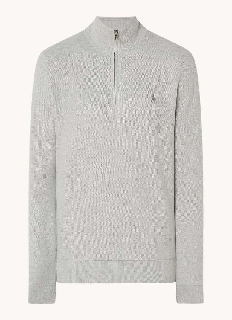 Ralph Lauren Fine-knit pullover with half zip and logo embroidery