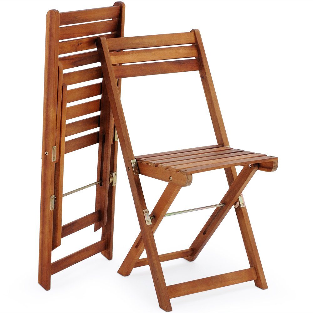 Casaria Balkonset Casaria, 3-Tlg Holz Klappbar Wetterfest 160kg Belastbarkeit Akazie 2 Personen