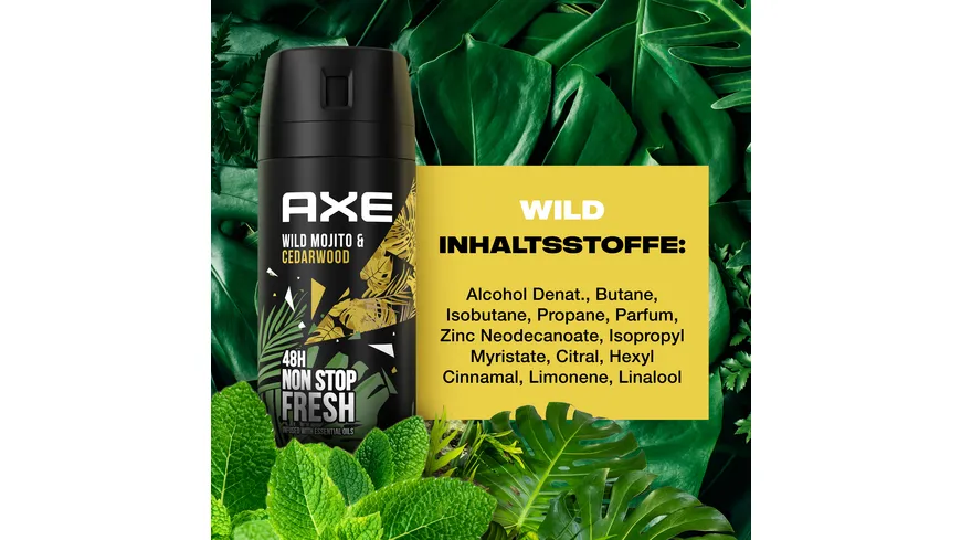 AXE Bodyspray Wild Green Mojito & Cedarwood ohne Aluminiumsalze 150ml 150 ml