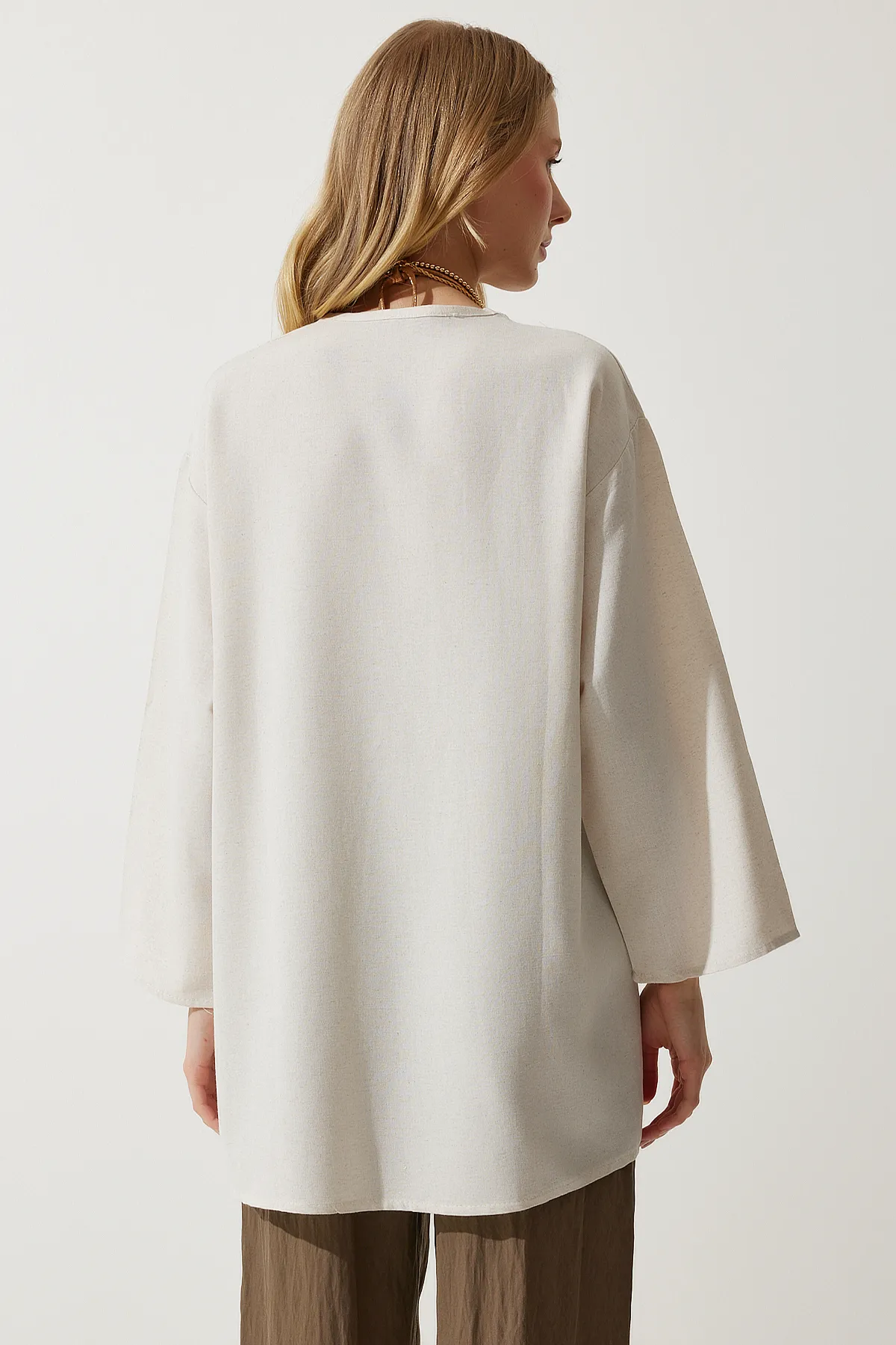 Happiness İstanbul  Kimono & Kaftan - Beige - Regular Fit