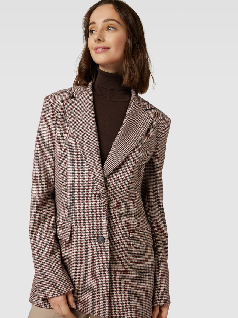 Blazer mit Hahnentrittmuster in beige