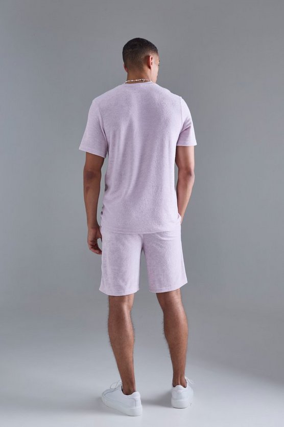 Frottee T-Shirt und Shorts mit Perlen-Stickerei