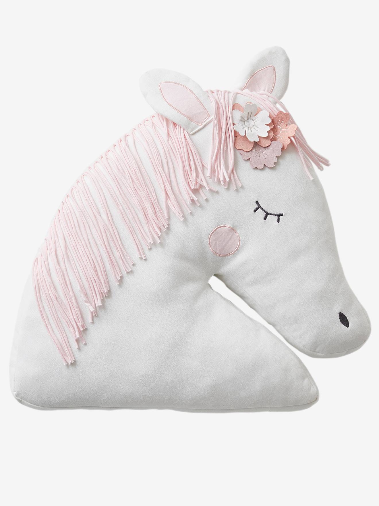 Coussin cheval PRINCESSE NATURE écru / rose