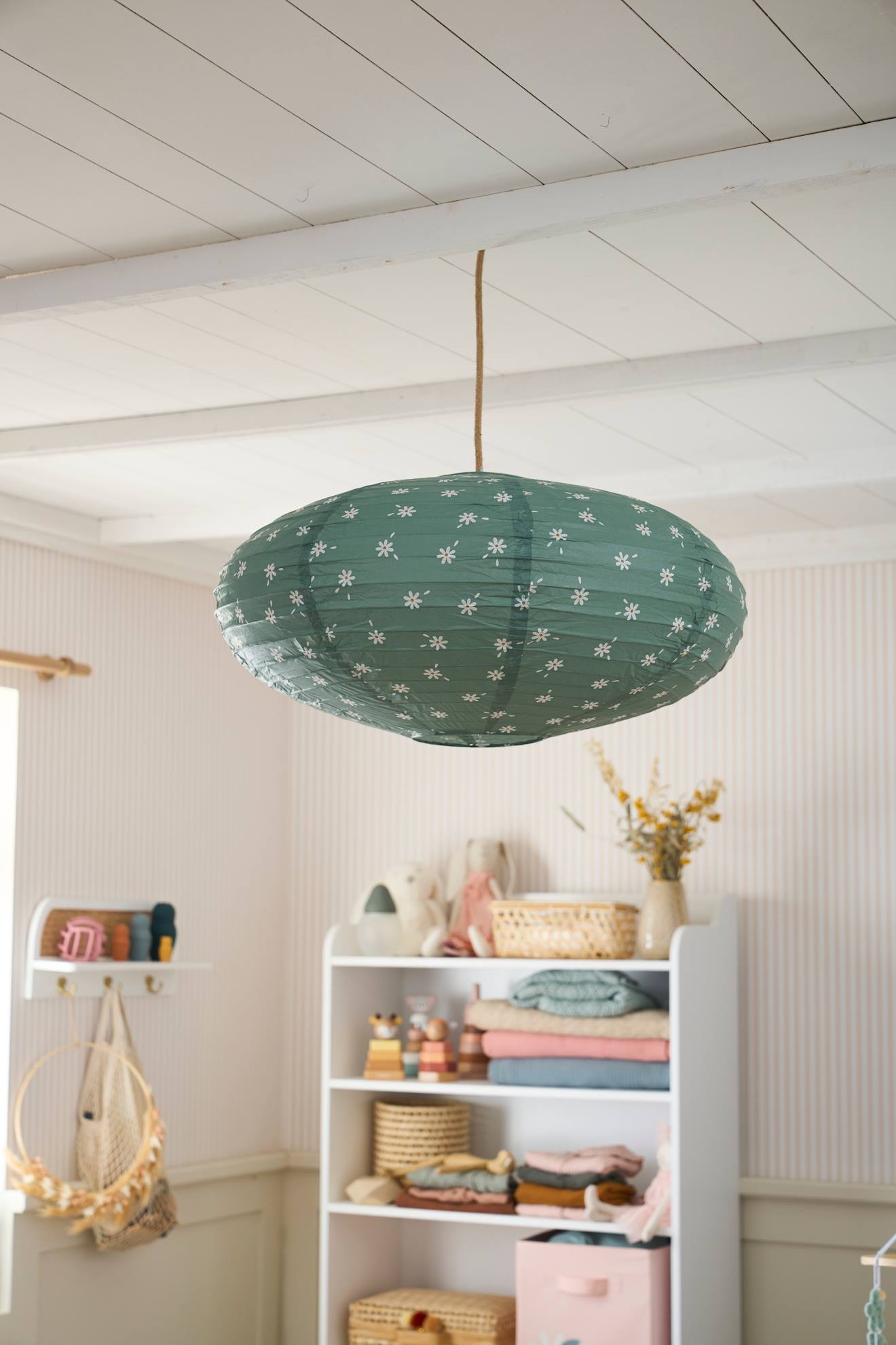 Abat-jour pour suspension boule en papier vert