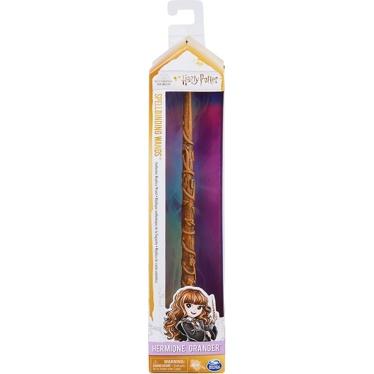 Wizarding World Harry Potter - Authentischer Hermine Granger Zauberstab aus Kunststoff mit Zauberspruch-Karte, ca. 30,5 cm