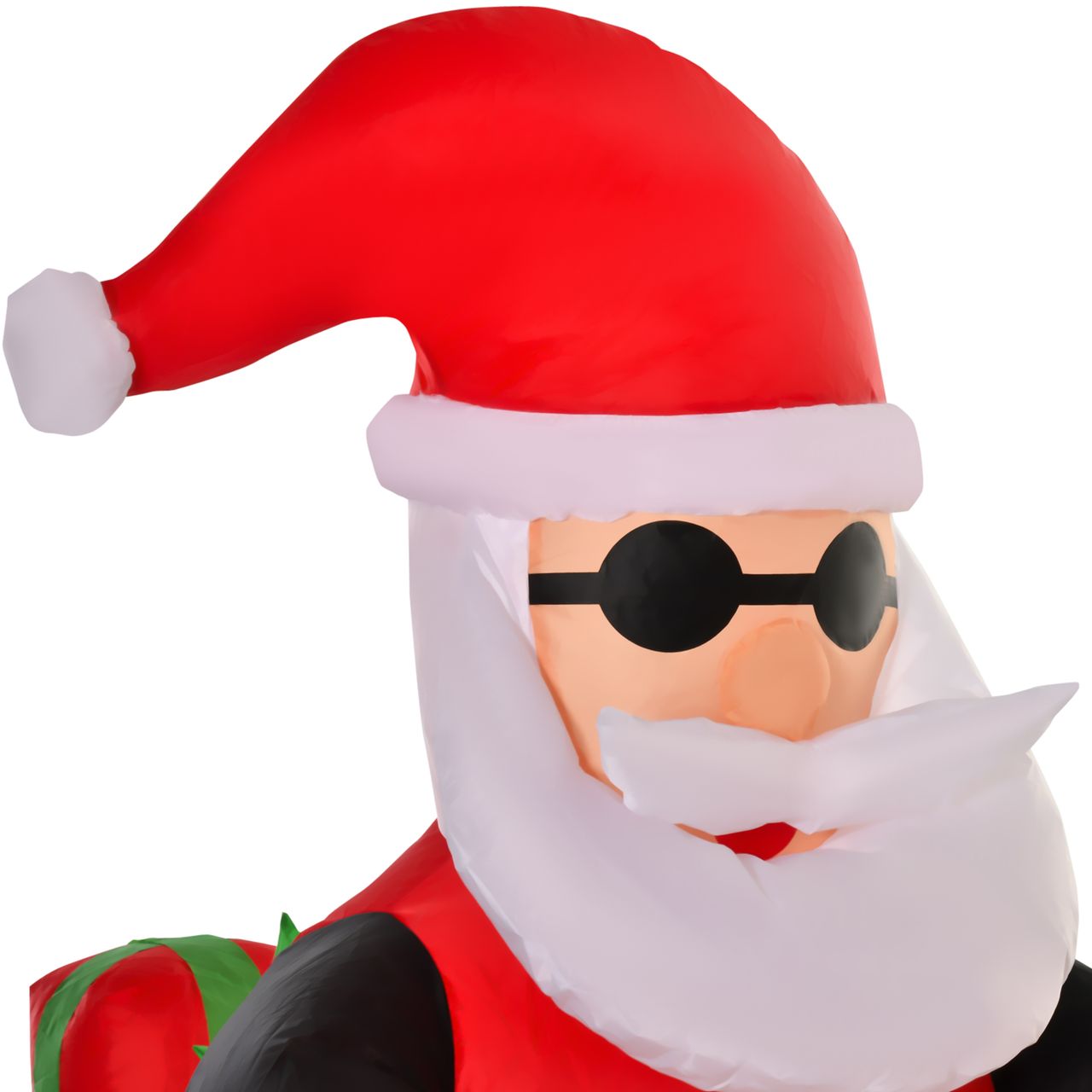 HOMCOM Aufblasbarer Weihnachtsmann auf einem Motorrad 150 cm LED mit Gebläse Weihnachts-Party Weihnachtsdekoration Polyester Weiß Rot Grün 153 x 55 x 150 cm