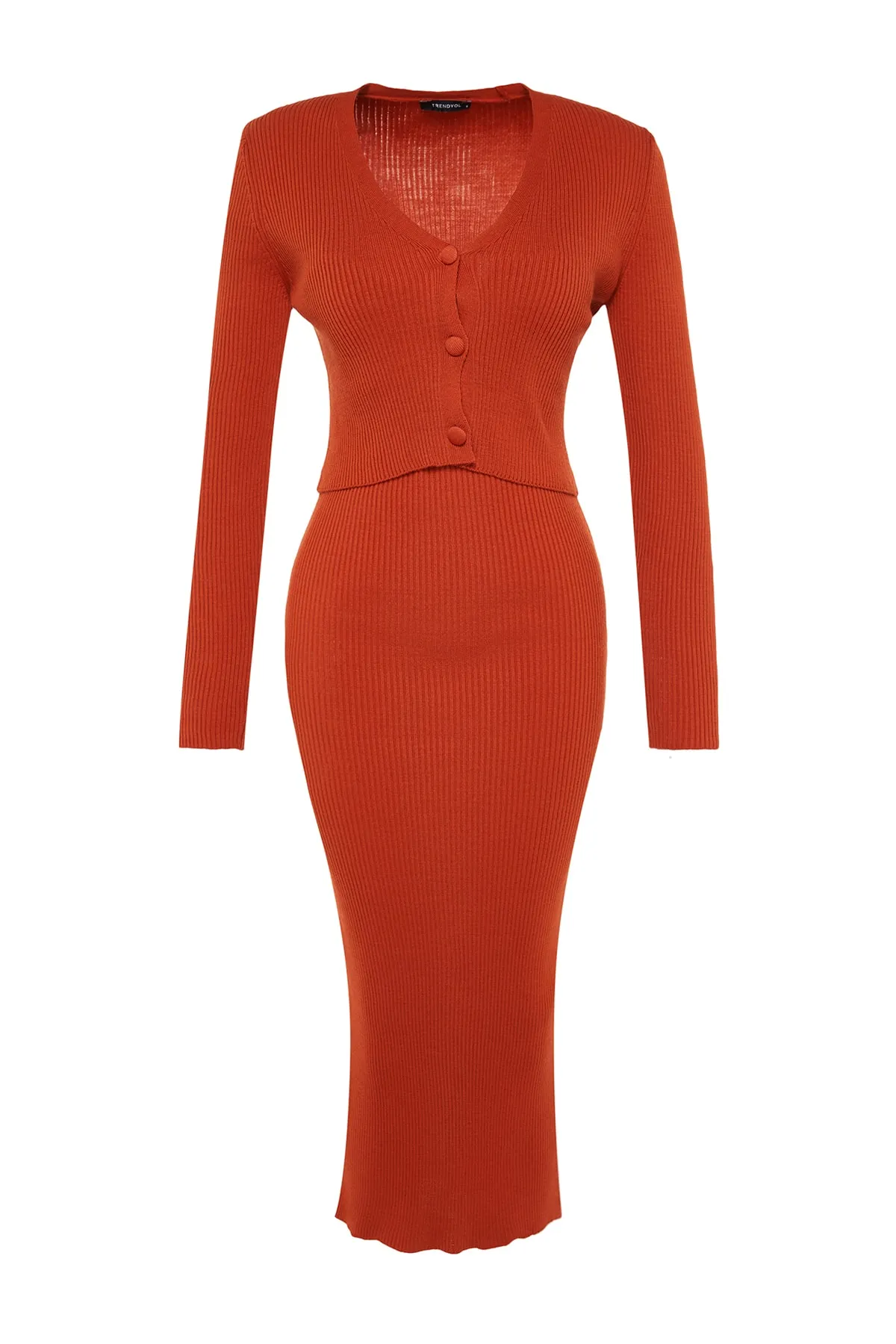 Trendyol Collection  Cardigan-Kleid-Strickanzug mit Kachelknöpfen und detailliertem Detail TWOSS21EL0208