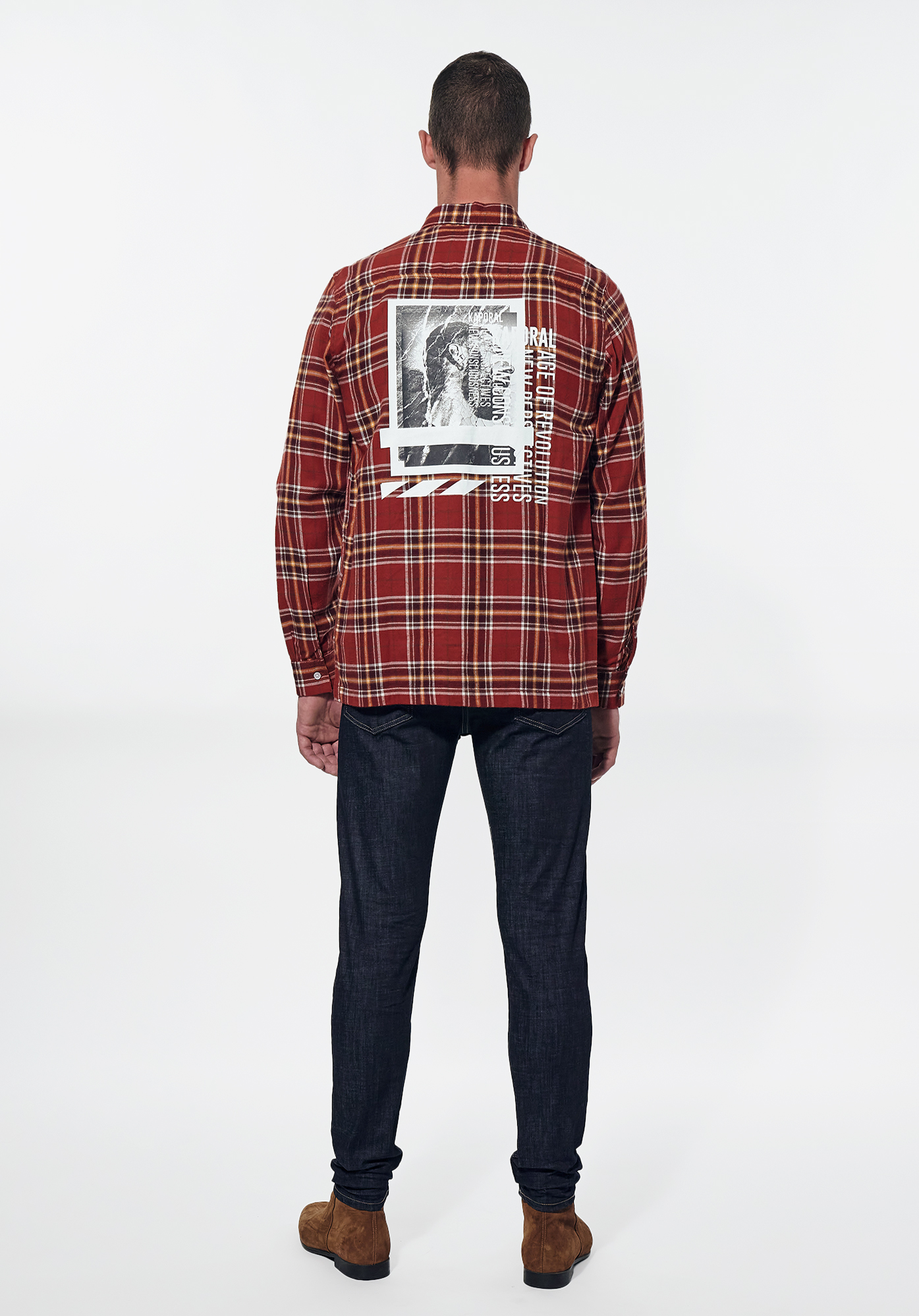 PAZ    Chemise à carreaux bordeaux régular Homme