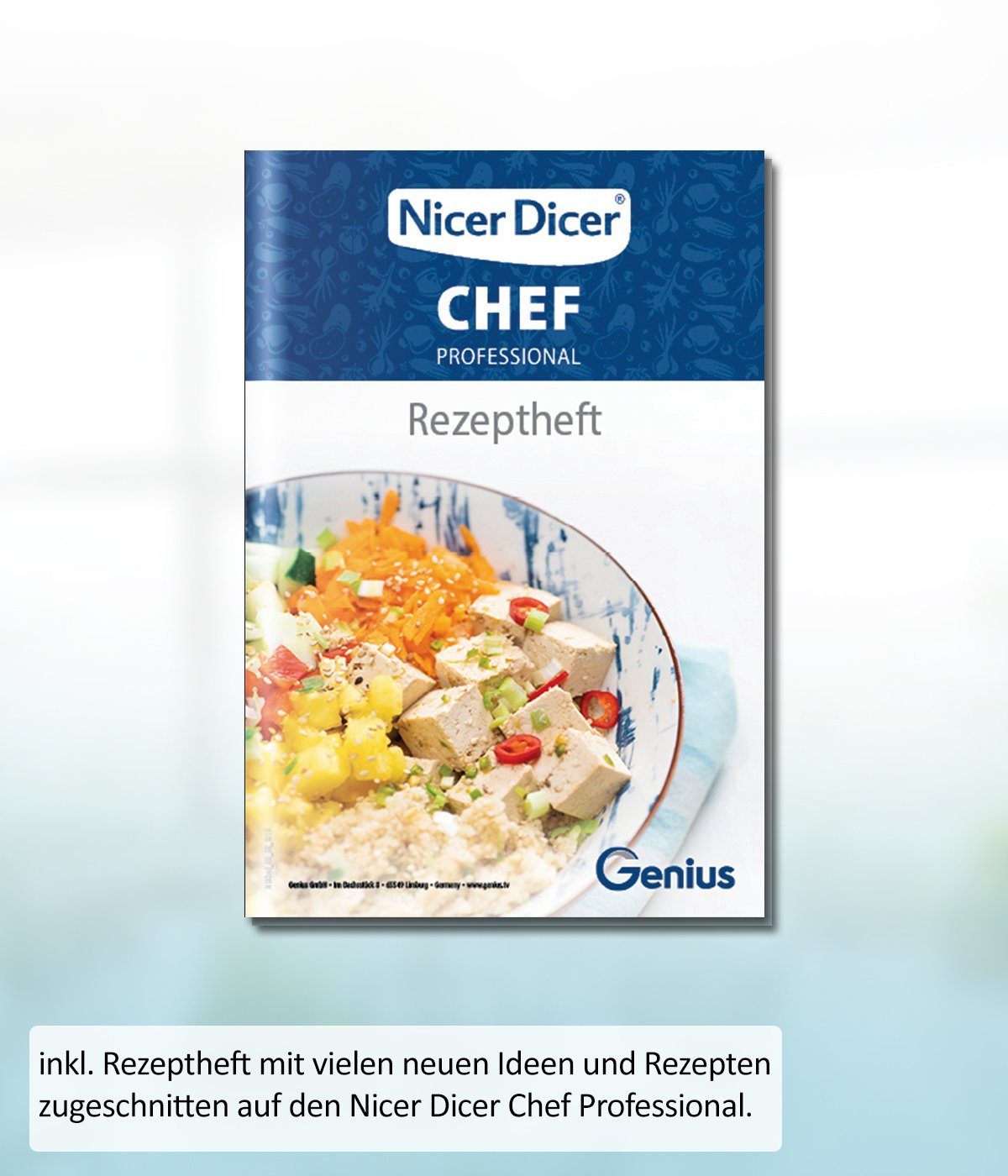 Genius Gemüseschneider Nicer Dicer Chef Professional, Set 15-tlg. Gemüseschneider, 5.2L Behälter Deckel Gemüsehobel