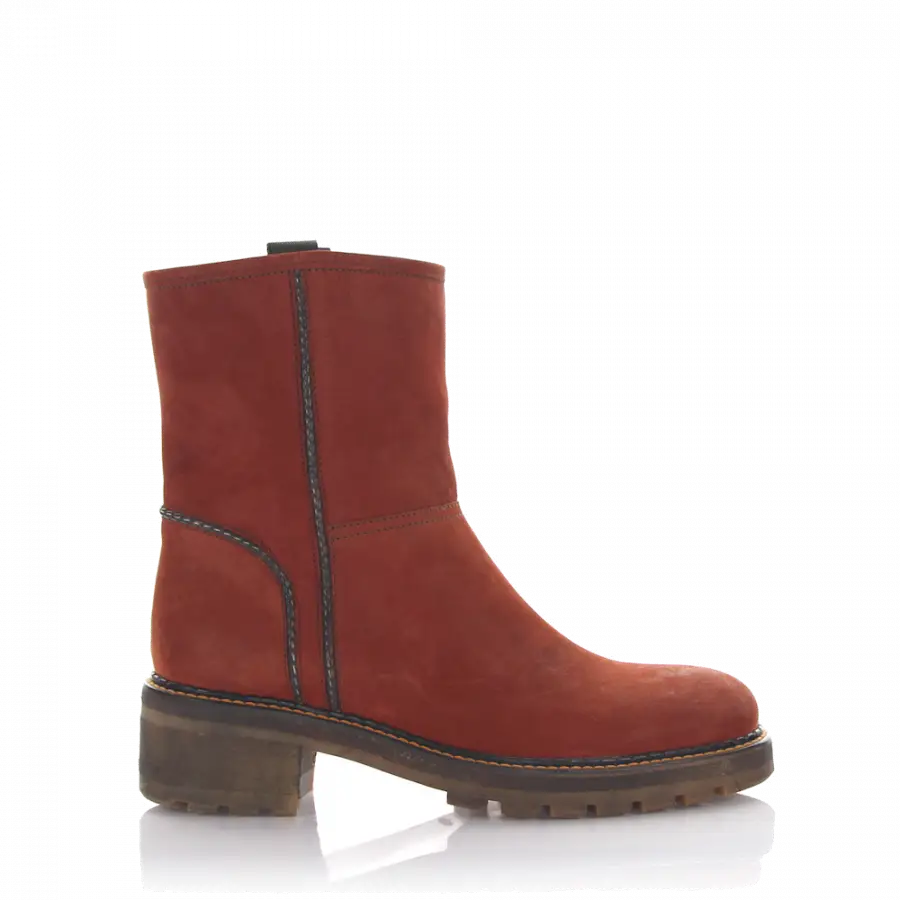 Rossano Bisconti - Stiefeletten Nubukleder Ziernaht - rot