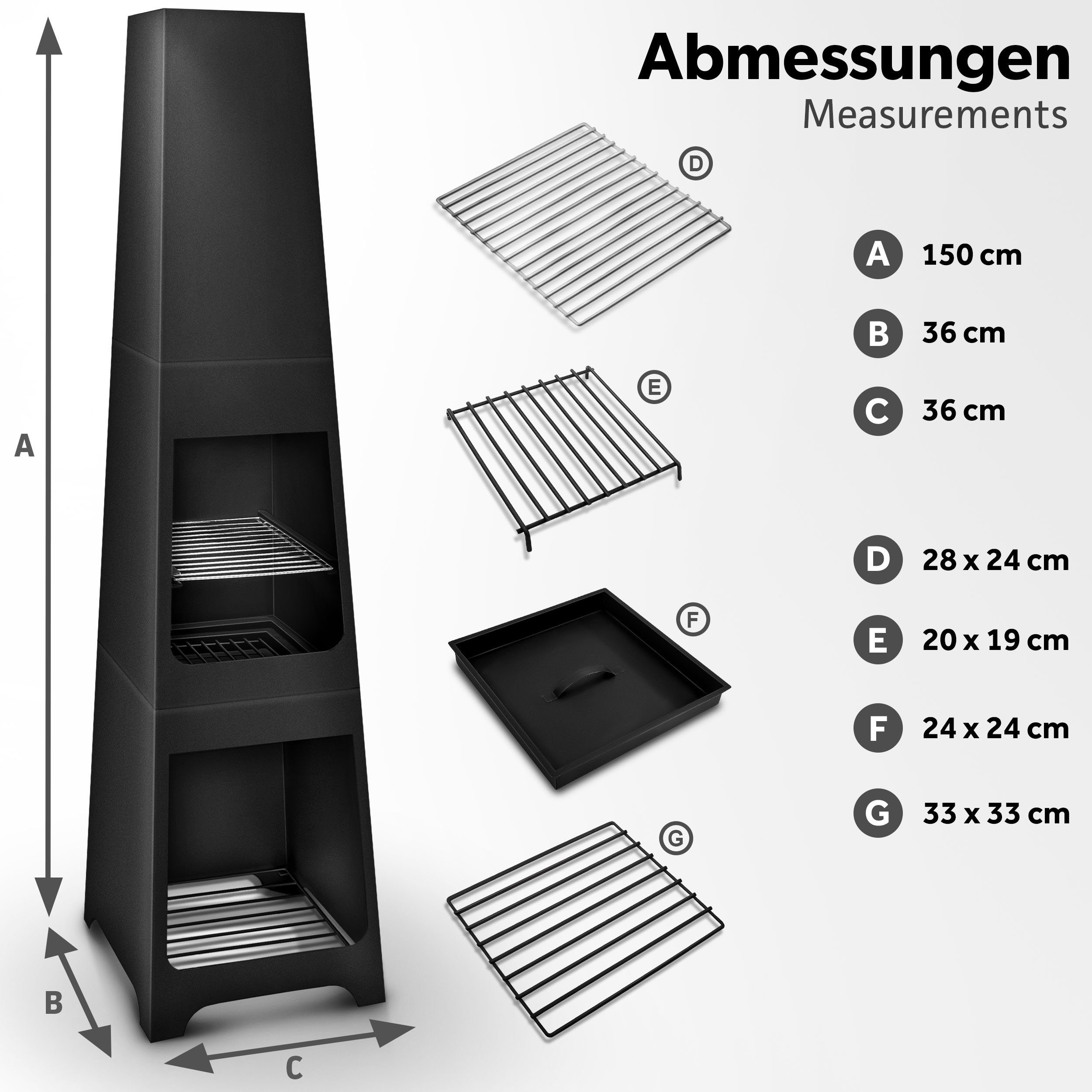 tillvex Feuerkorb Terrassenofen mit Grillfunktion, Gartenkamin aus Stahl, (Terrassenofen)