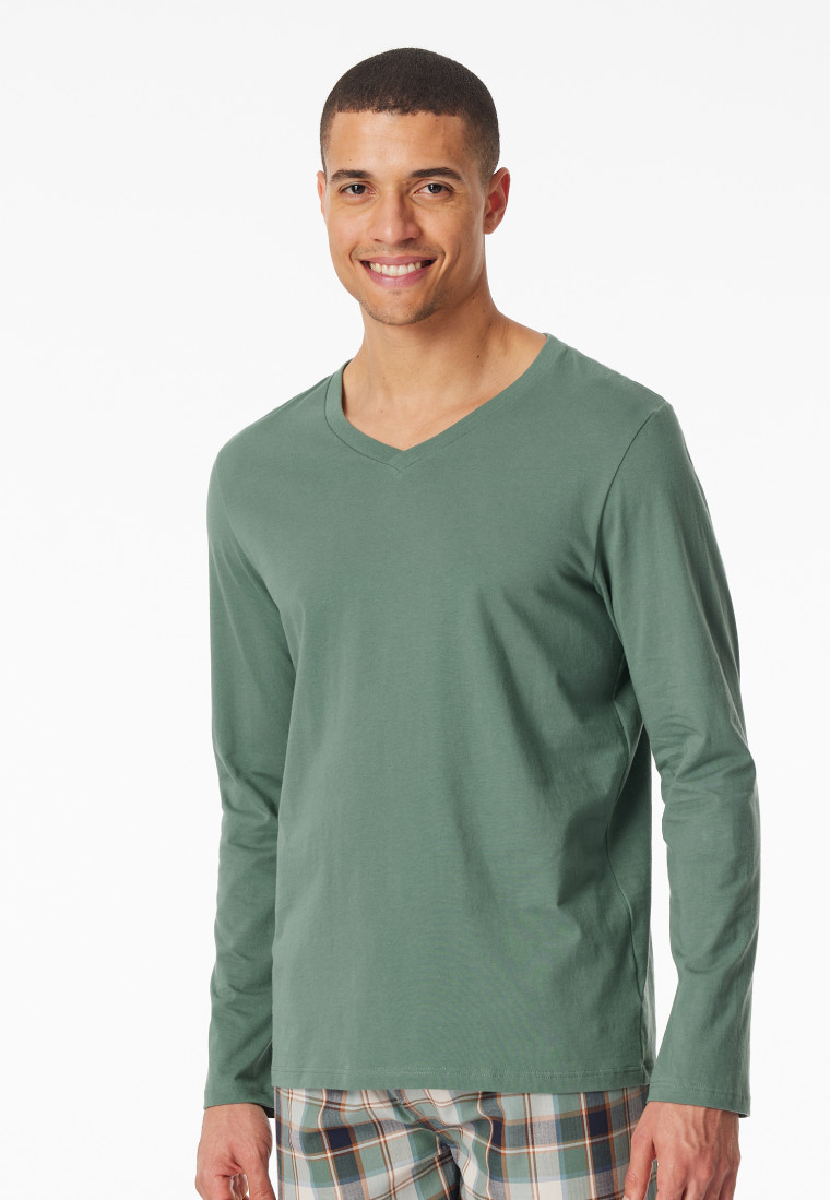 Shirt langarm V-Ausschnitt grün - Mix+Relax