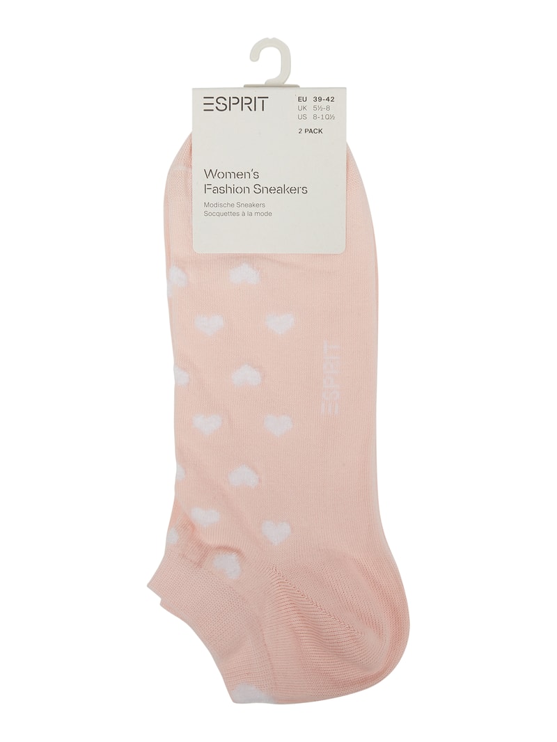 Sneakersocken mit Allover-Muster im 2er-Pack Modell 'Valentine' in altrosa