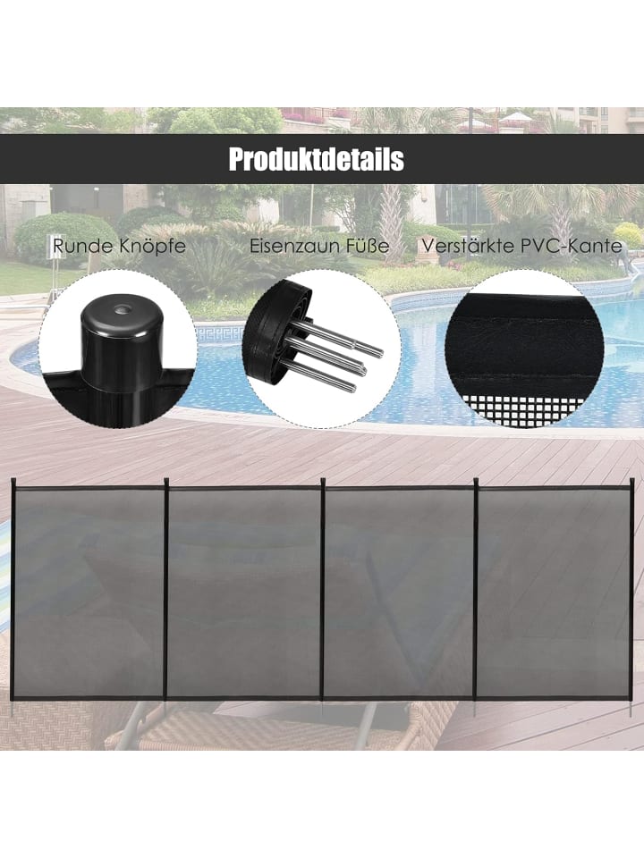COSTWAY Poolzaun 360x125cm in Schwarz günstig kaufen onesize