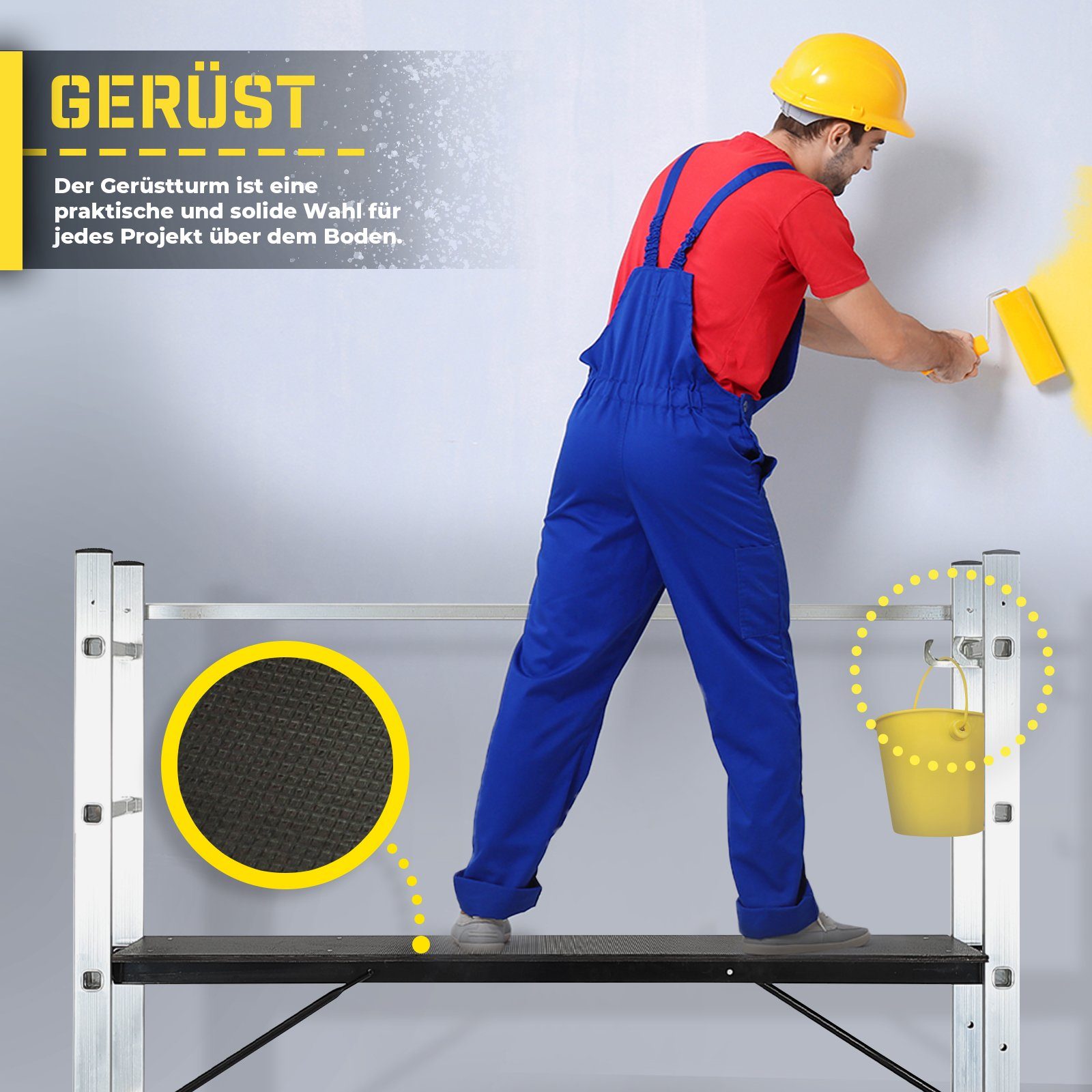 TIMBERTECH Gerüst Baugerüst- 4 in 1 Arbeitshöhe max 280 cm, bis zu 150 kg Belastbar