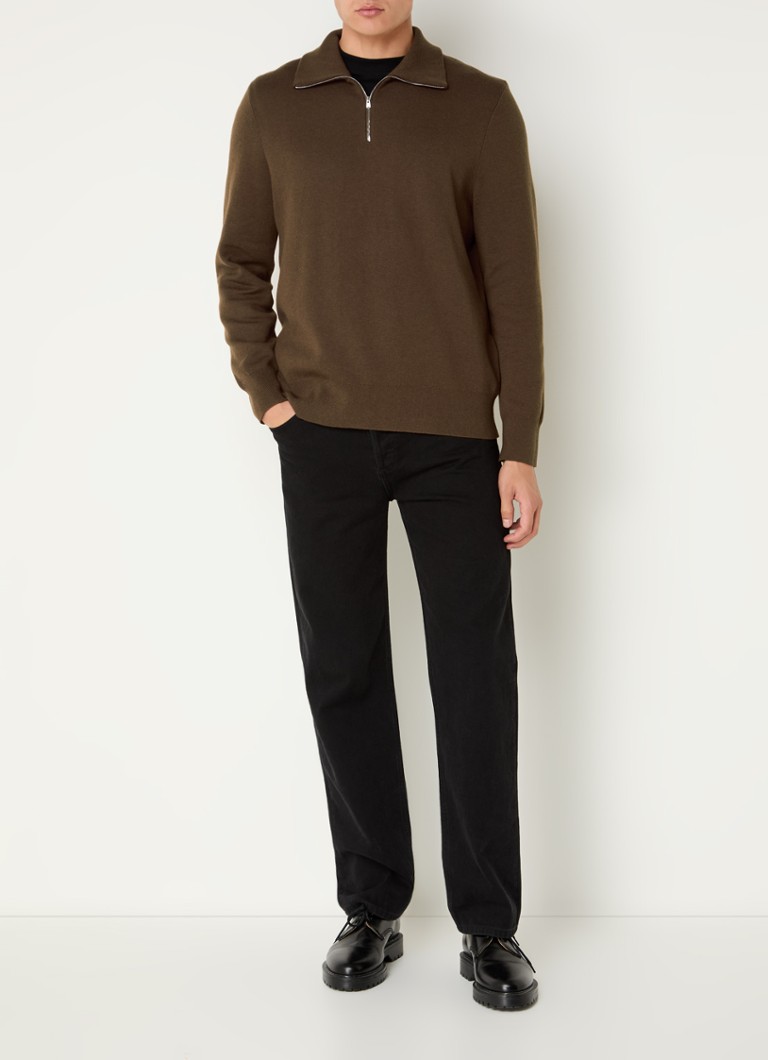 Sandro Fine-knit sweater in wool blend with half zip