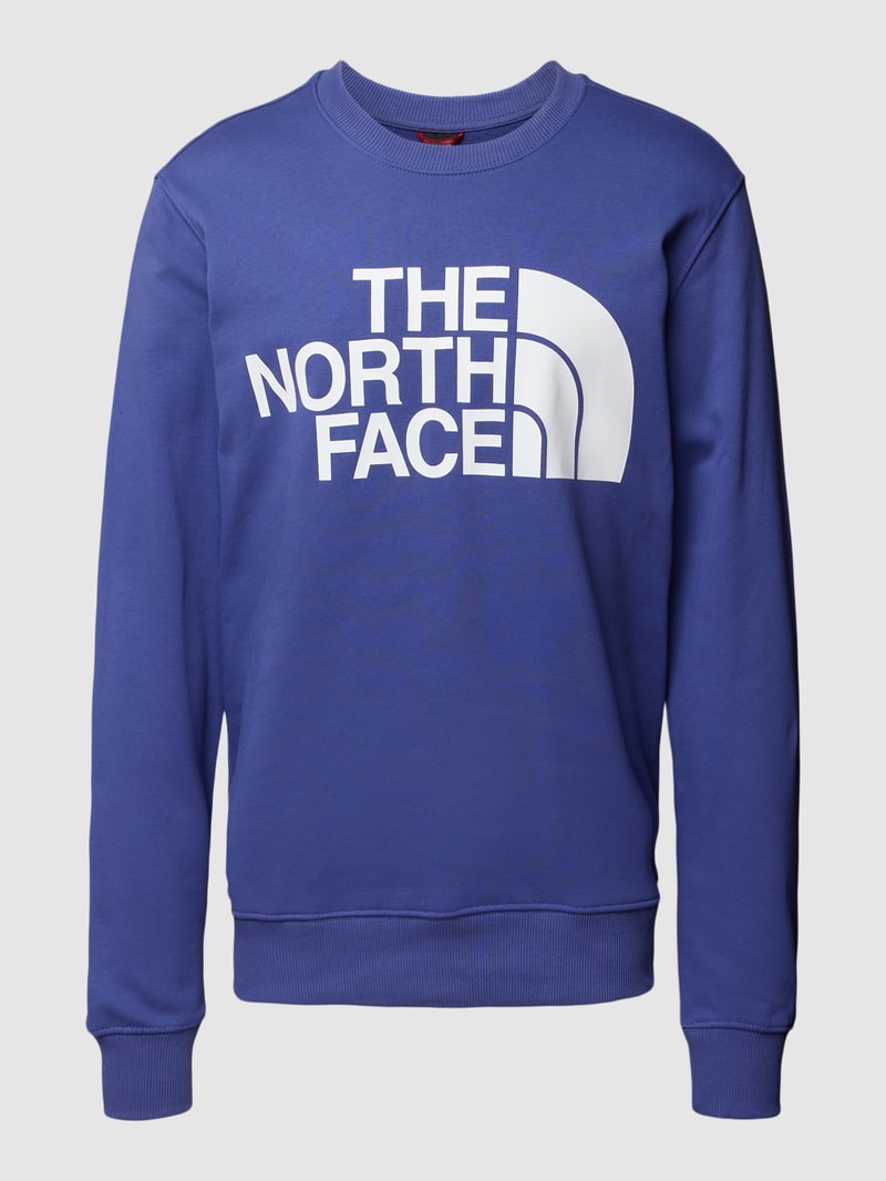 Sweatshirt mit Label-Print und Rundhalsausschnitt in blau