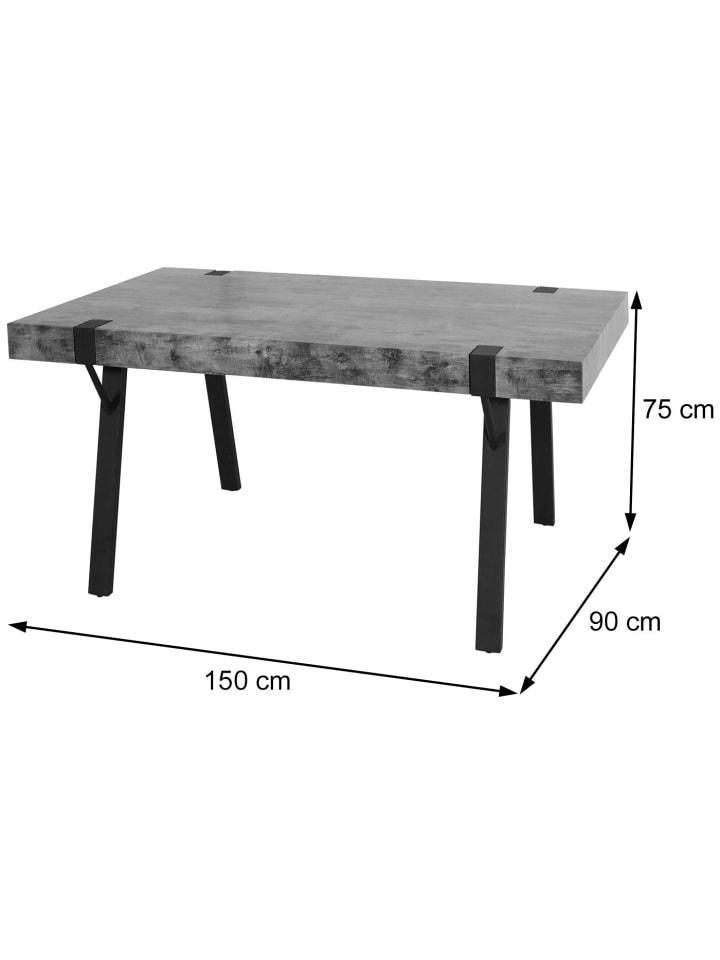 MCW Esstisch L54 Industrial, Marmor-Optik grau günstig kaufen onesize