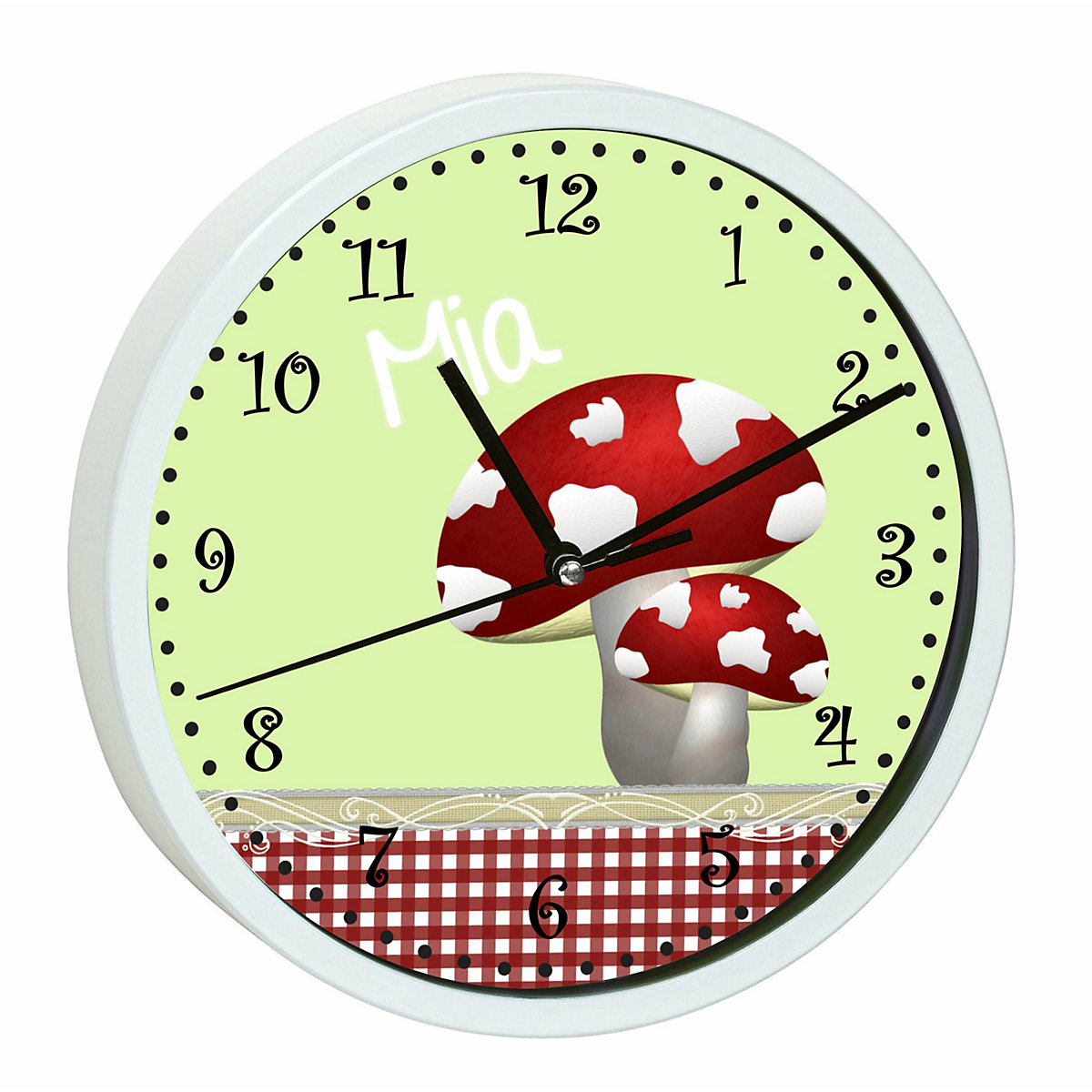 Kinder Wanduhr personalisiert mit Name Glückspilz