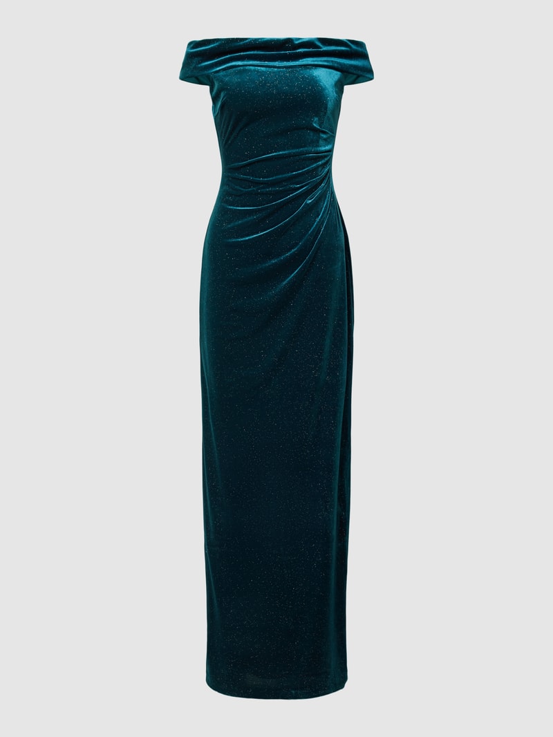 Abendkleid mit Effektgarn in dunkelgrün meliert