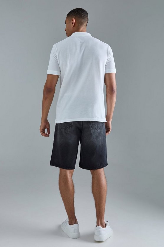 Slim-Fit Pique Poloshirt mit 1/4 Reißverschluss