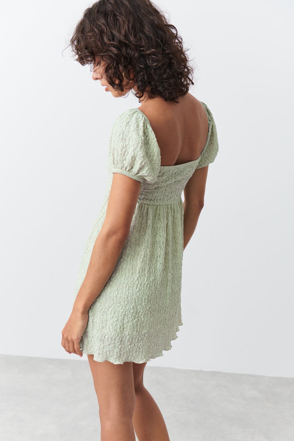 Puff sleeve off shoulder dress