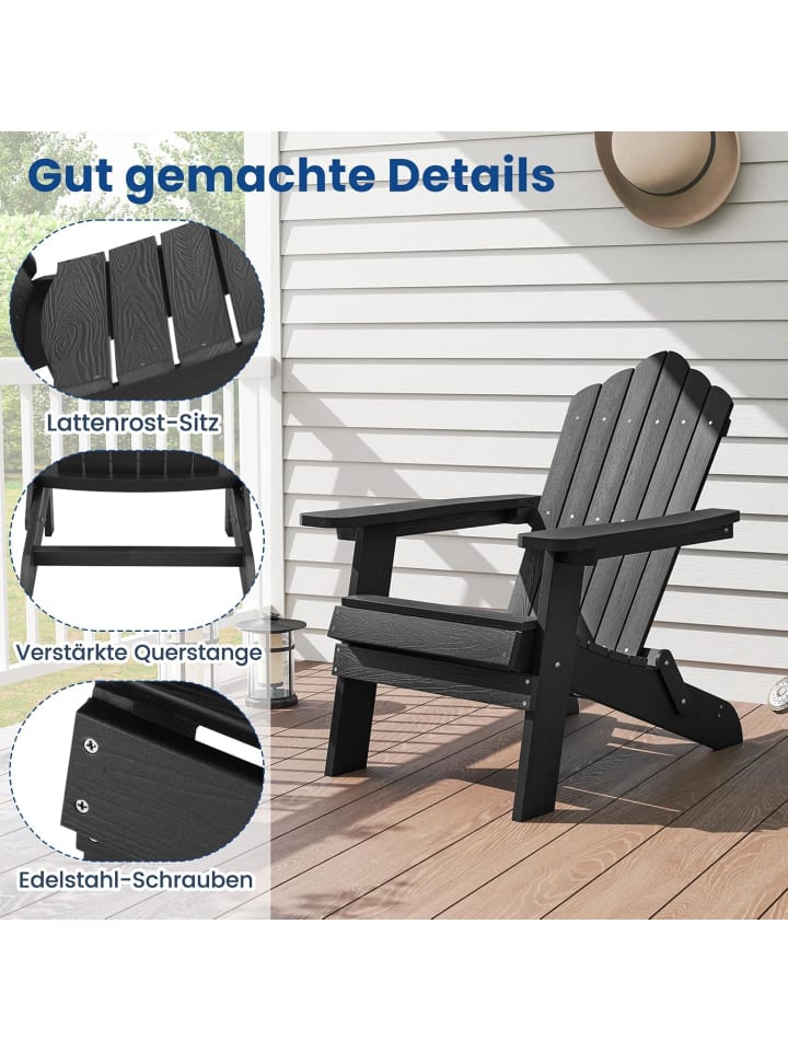 COSTWAY Adirondack Stuhl klappbar in Schwarz günstig kaufen onesize