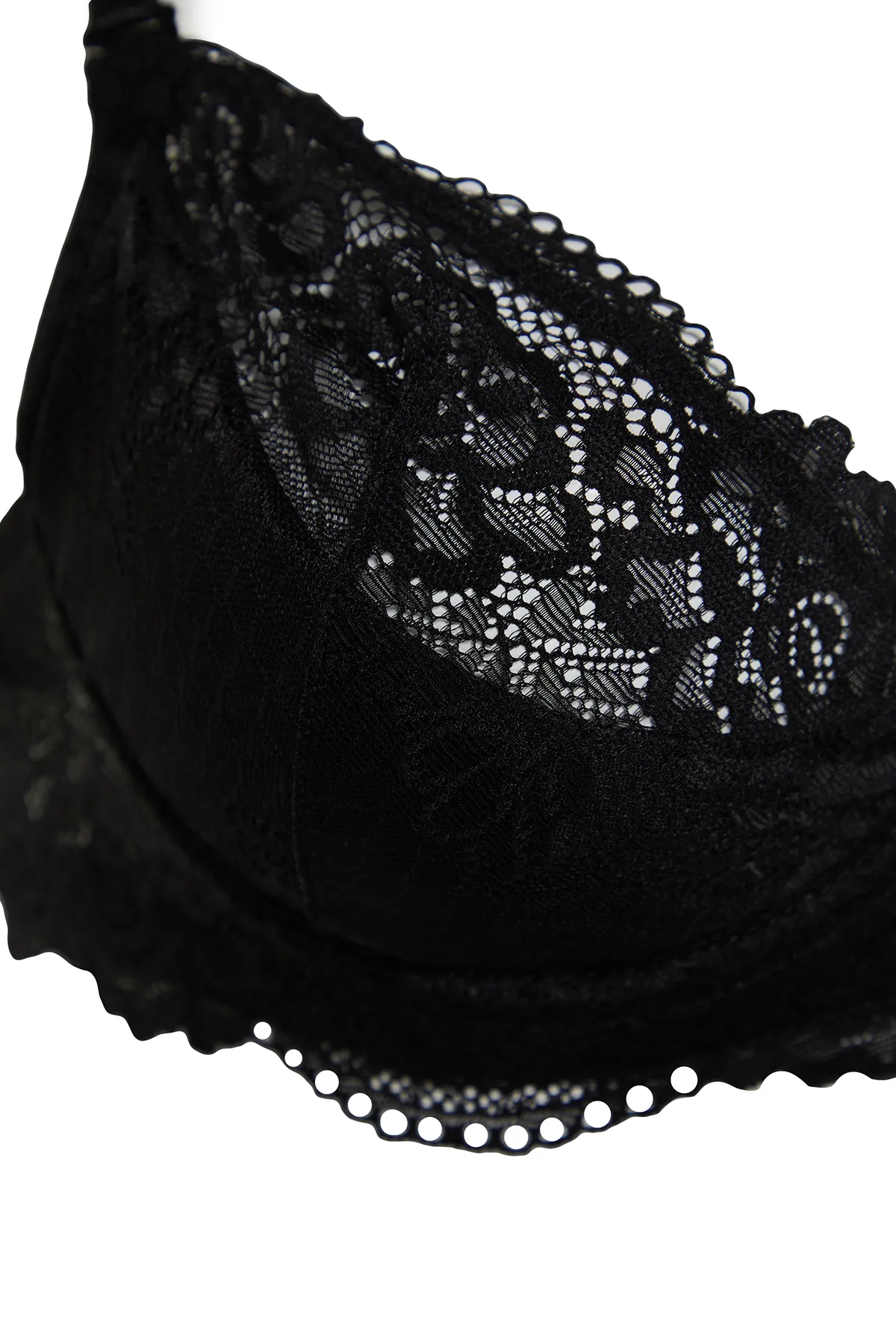 Trendyol Collection  Schwarzer, halb bedeckter Strick-BH mit Spitzenriemen THMSS24SU00030