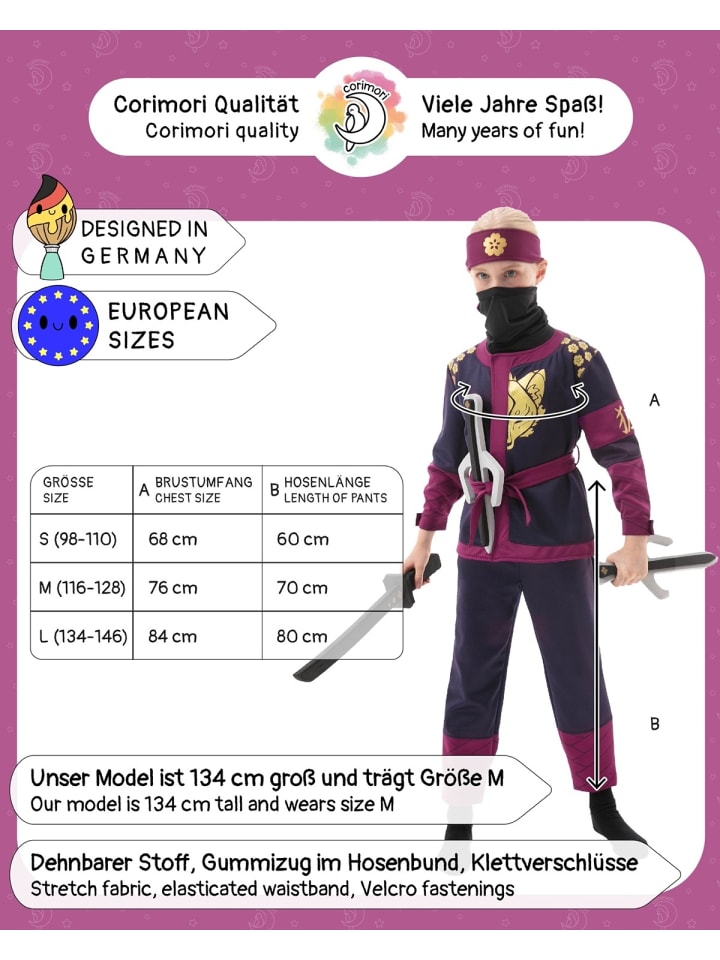 Corimori Ninja Kostüm für Kinder mit Schwert in Lila günstig kaufen