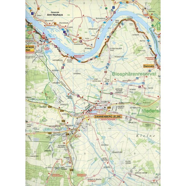 Radwander- und Wanderkarte Wendland.Elbe. Hitzacker, Dömitz, Lüchow, Dannenberg und Umgebung 1: 50 000 - Wanderkarte