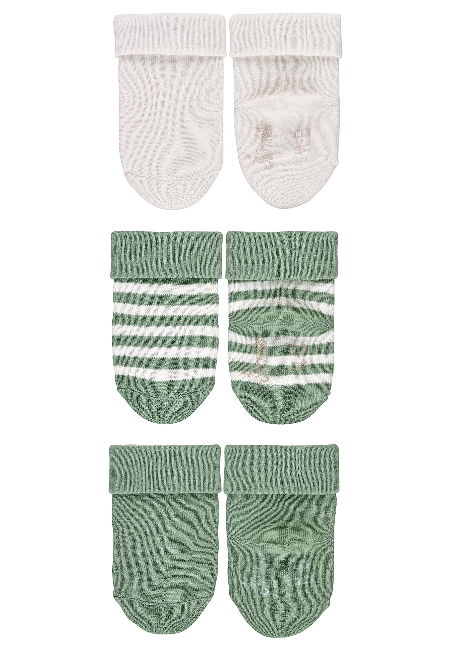 GOTS Babysocken 3er-Pack uni, Ringel und uni