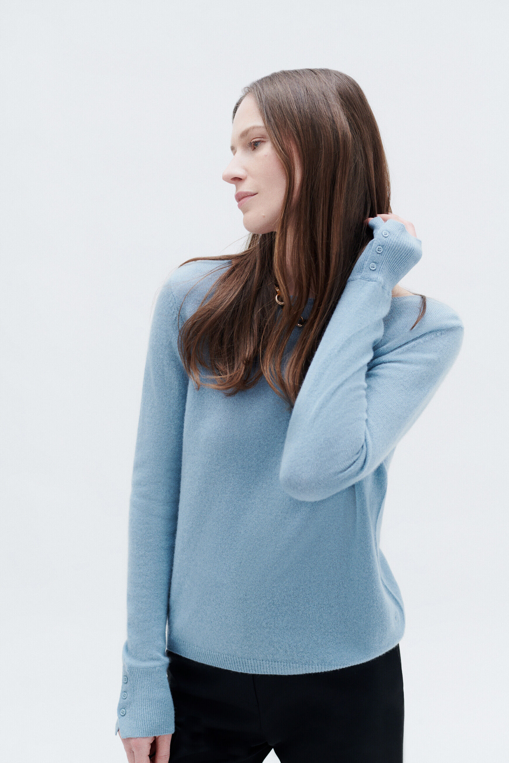 Pull mzoan bleu ciel femme