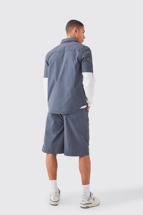Kurzärmliges Twill Hemd