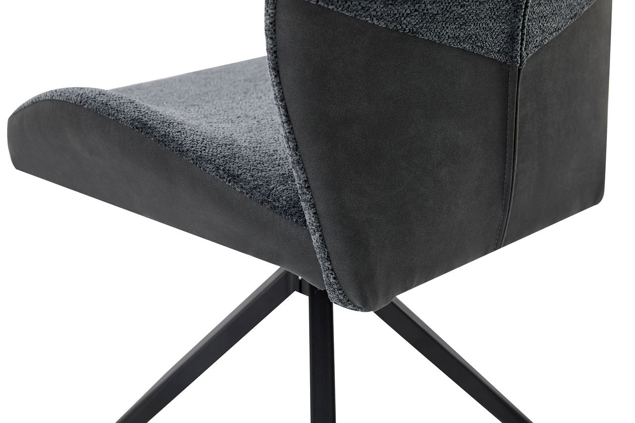 byLiving SNAP Stuhl, 2er Set, Metallgestell schwarz pulverbeschichtet, Bouclè-Vintage anthrazit