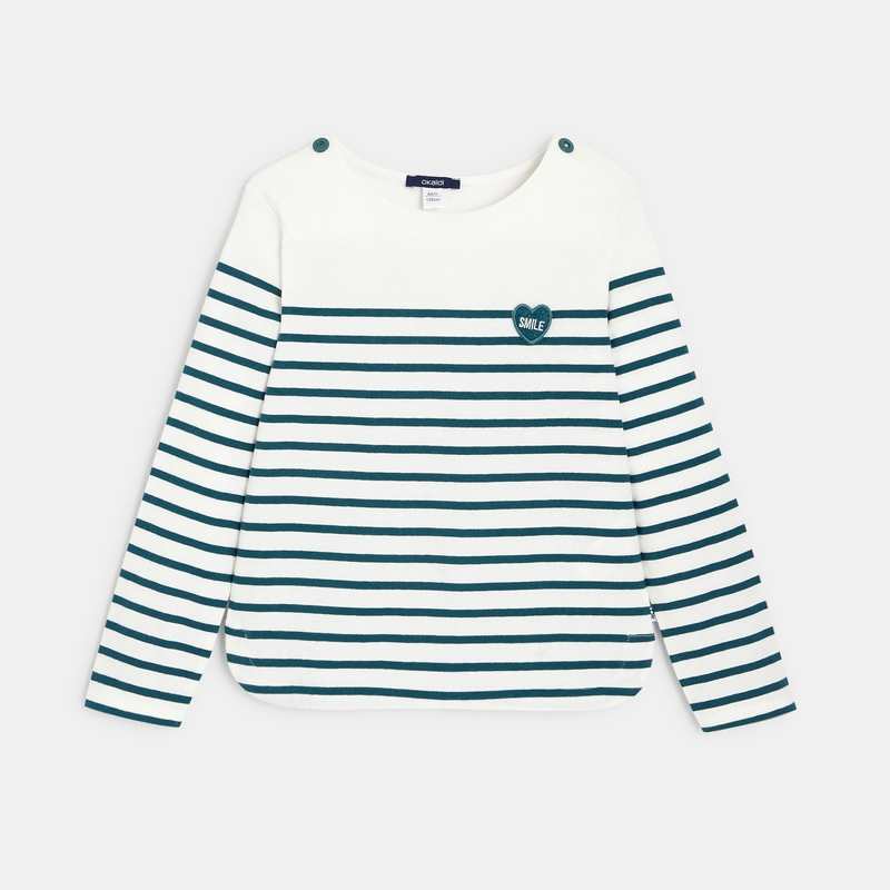 T-shirt marinière à personnaliser d'un cœur vert fille