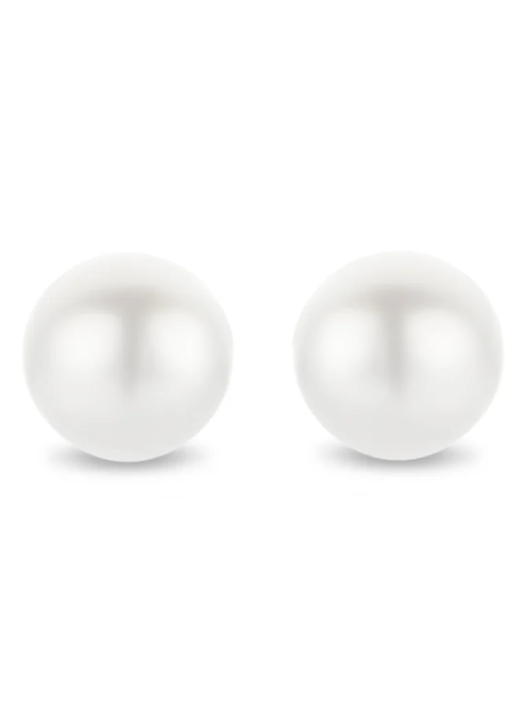 Diamond Point Yellow gold earrings white freshwater pearl Riviera