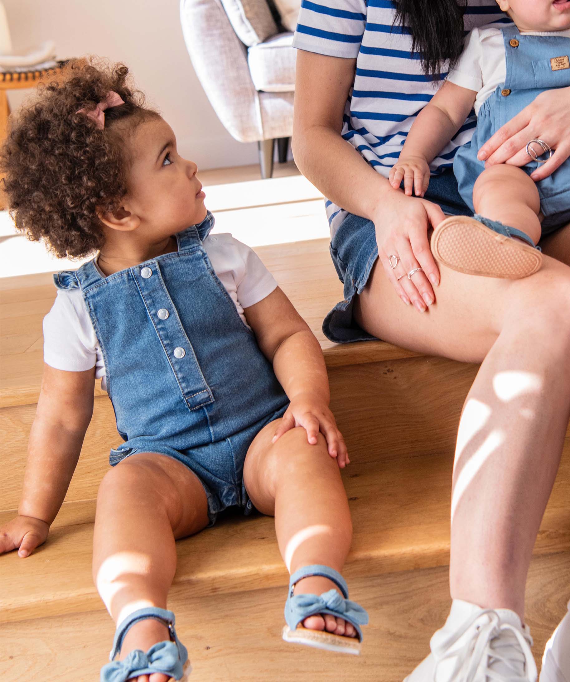 Salopette en jean bébé fille à bretelles fantaisie denim | GEMO