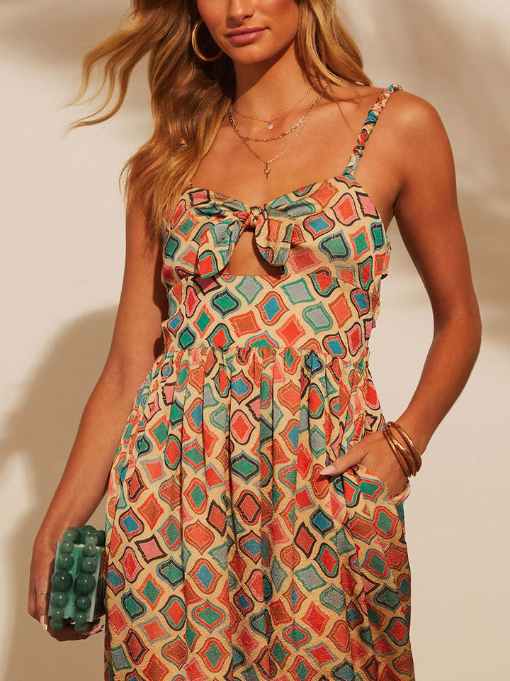 Milan Kiss Kleid in Beige/ Grün/ Orange günstig kaufen