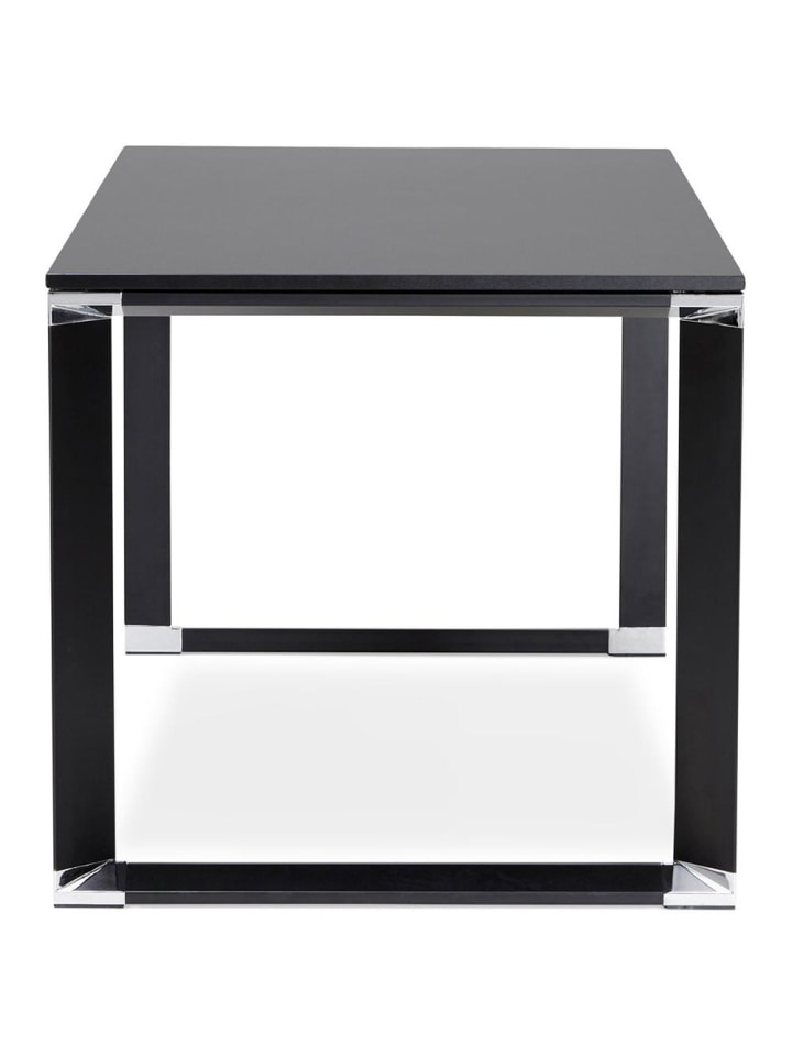 KADIMA DESIGN Schreibtisch 160x80 cm schlicht mit Chromakzenten, Holz & Metall in Schwarz günstig kaufen