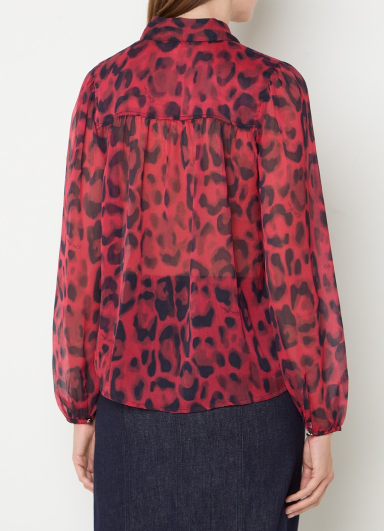 Blusa semitrasparente Dilara di Fifth House con stampa leopardata