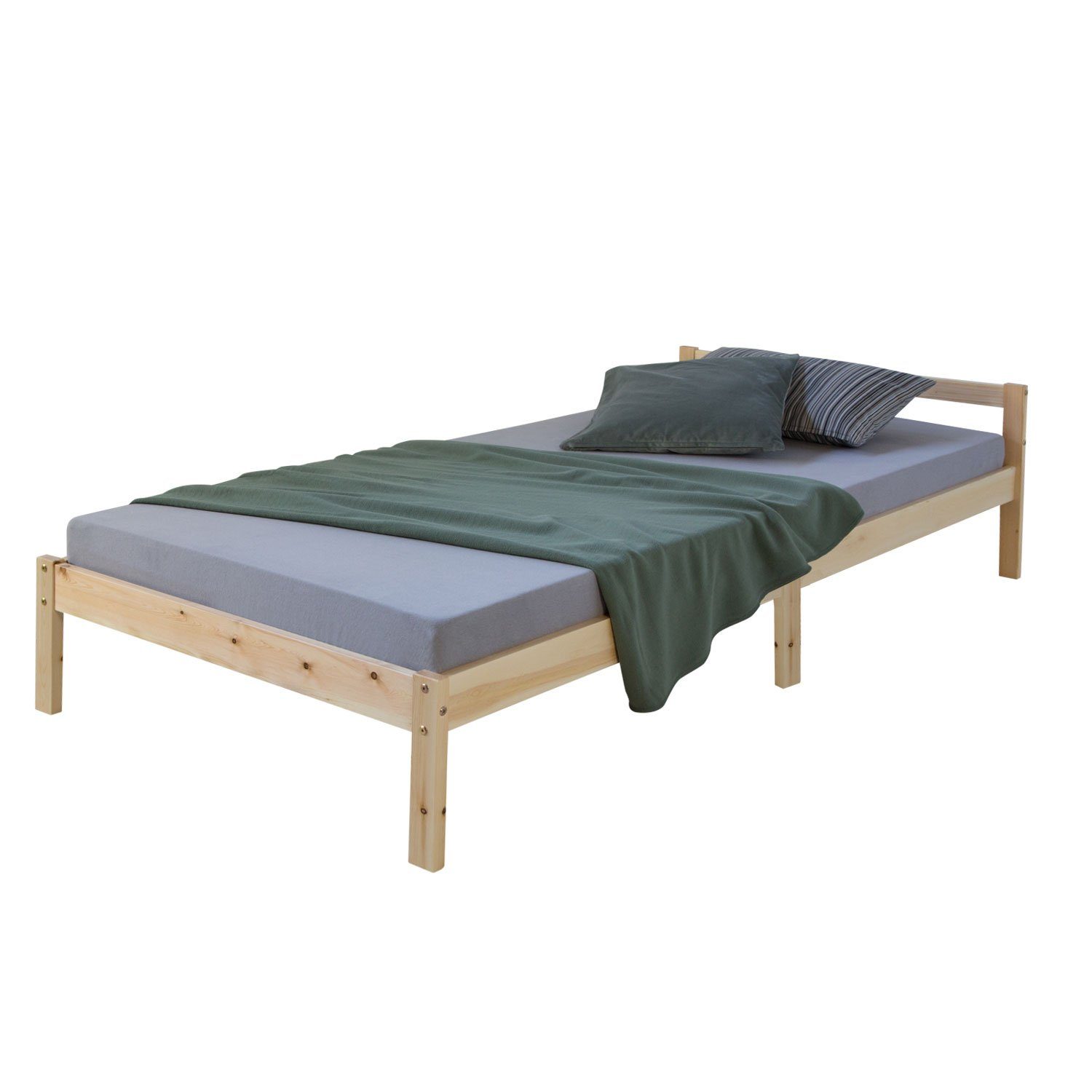 Homestyle4u Holzbett Doppelbett Einzelbett mehrere Größen Bettgestelll Kinderbett natur