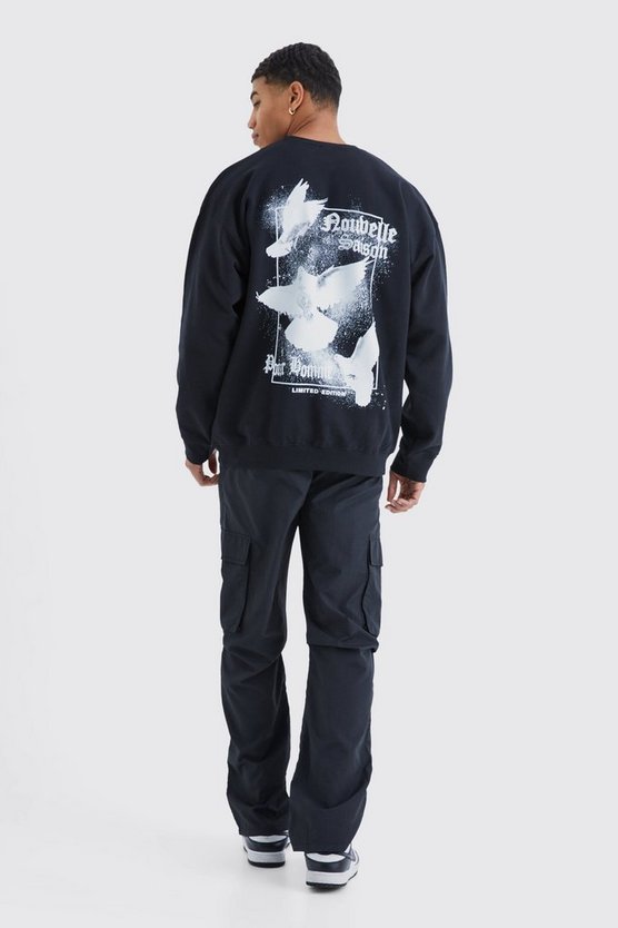Oversize Sweatshirt mit Tauben-Print