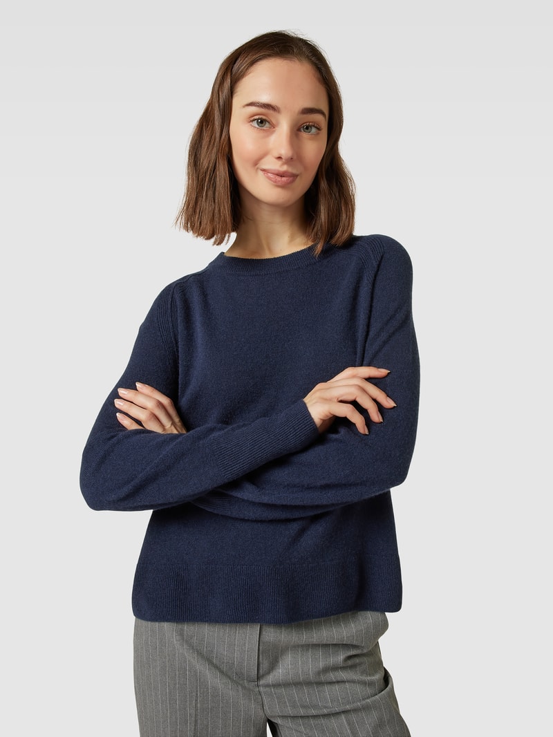 Strickpullover aus Kaschmir mit Rundhalsausschnitt in marineblau