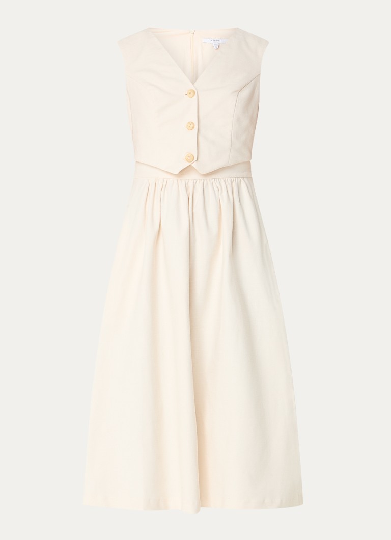 Vestido midi de mezcla de lino Pernille de LKBennett con bolsillos laterales