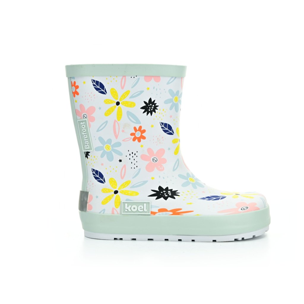 Koel4Kids Wellie Bare White Flowers Barfußgummistiefel