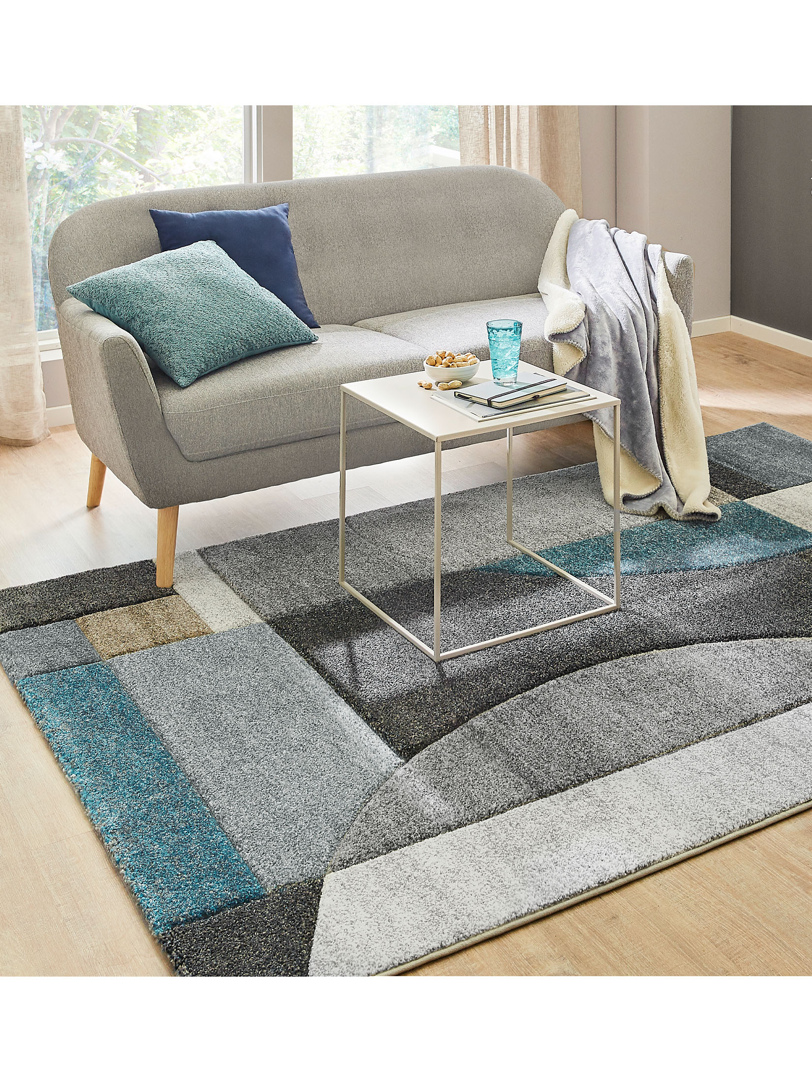 Stampino Moderner Teppich, Blau