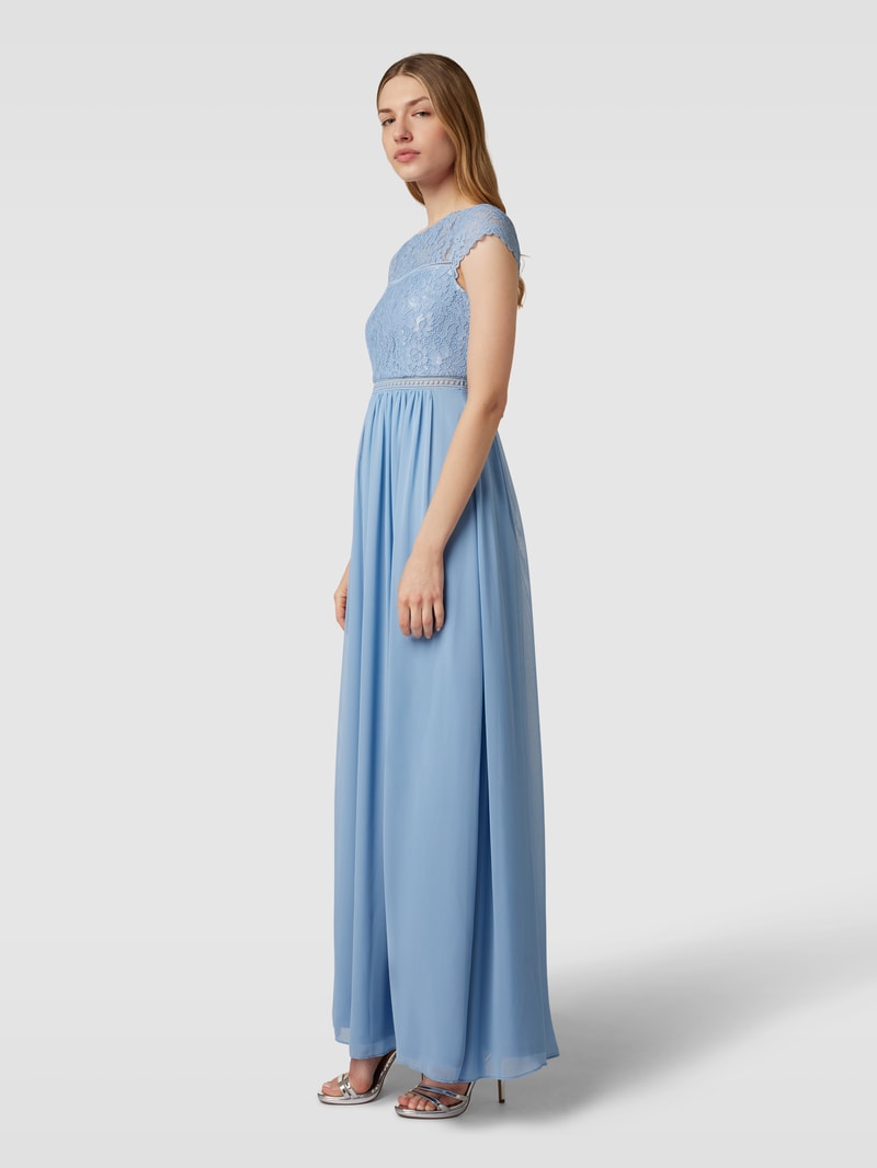 Abendkleid mit floraler Spitze in bleu