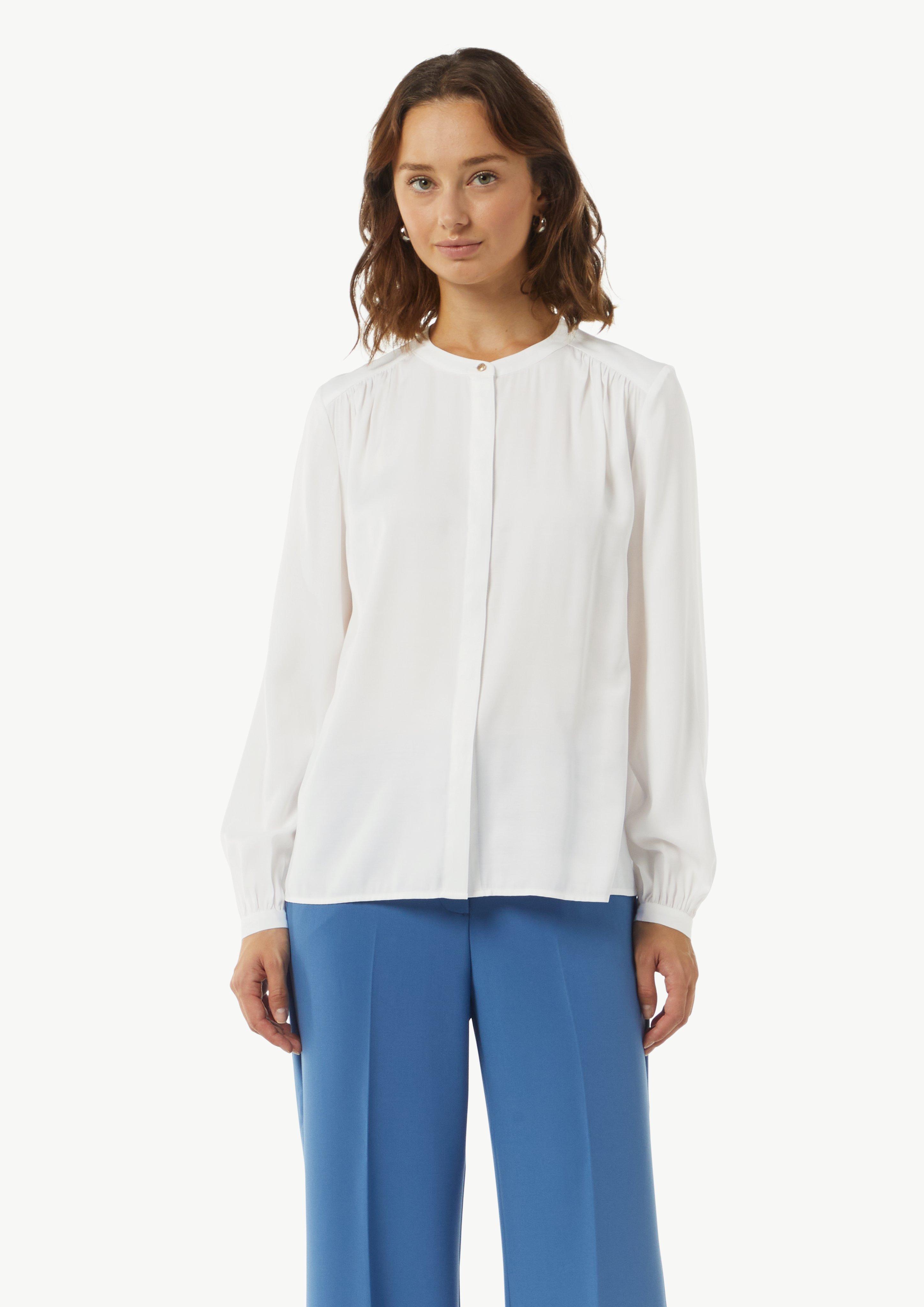 Satin-Bluse mit Raffung - weiß